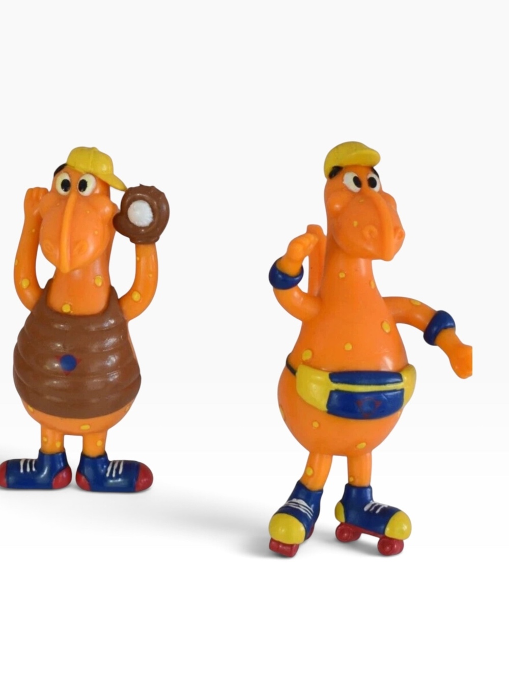 Set of 2 Cheesasaurus Rex Vintage 90s Toys Figures Sports Kraft Macaroni Cheese